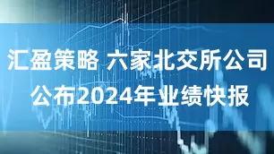 汇盈策略 六家北交所公司 公布2024年业绩快报